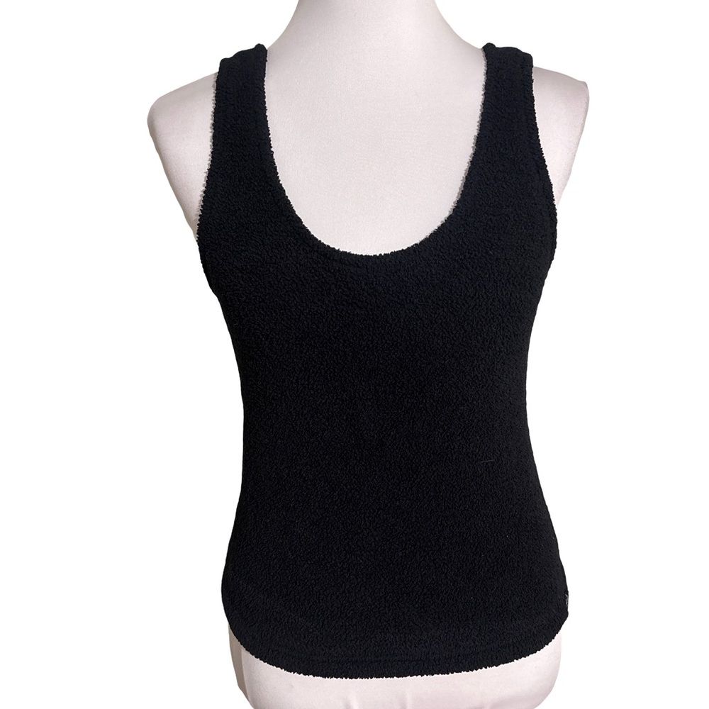 Victoria's Secret Pink Black Fuzzy Cozy Tank Top